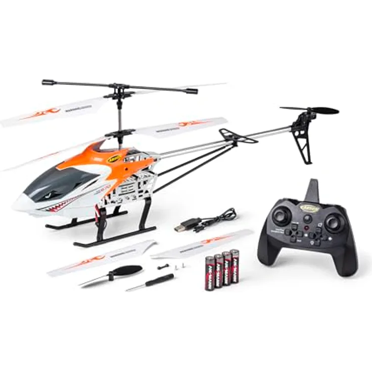Carson Easy Tyrann 670 Autostart 100% RTF orange – RC Heli, Robuster Outdoor Helikopter mit automatischer Start- und Landefunktion, Gyro-Stabilisierung und LED-Beleuchtung