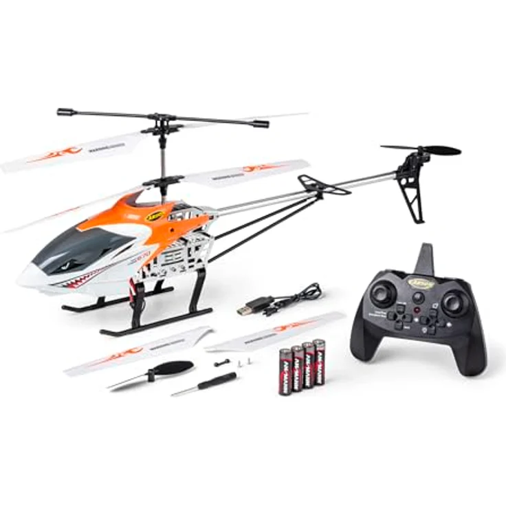Carson Easy Tyrann 670 Autostart 100% RTF orange – RC Heli, Robuster Outdoor Helikopter mit automatischer Start- und Landefunktion, Gyro-Stabilisierung und LED-Beleuchtung
