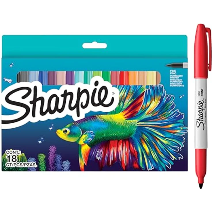 SHARPIE Permanentmarker-Set | Sonderserie mit 18 verschiedenen Farben | feine Spitze | Set für den Schulanfang – Bild 1