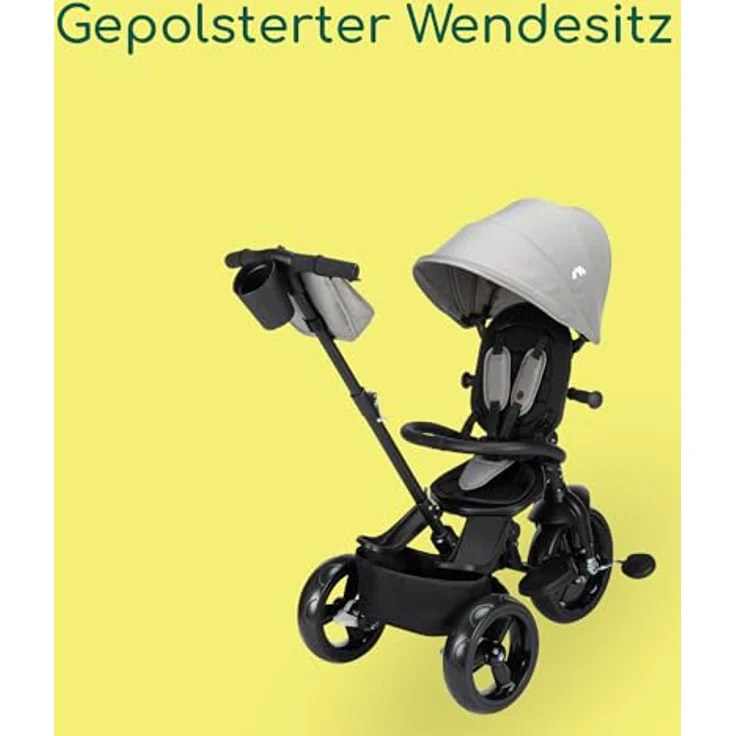 Bebeconfort Windy, Dreirad mit Schubstange, verstellbarer Wendesitz, schützendes Verdeck, kompakt zusammenklappbar, für 10 Mon. bis 4 Jahre, Tinted Grey – Bild 4