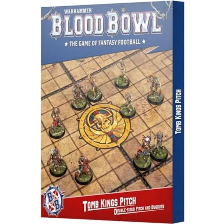 Warhammer Blood Bowl - Tomb Kings Pitch & Dugouts, doppelseitiges Spielfeld mit Grand Tomb Kings Stadion, 90,7 x 53,8 cm