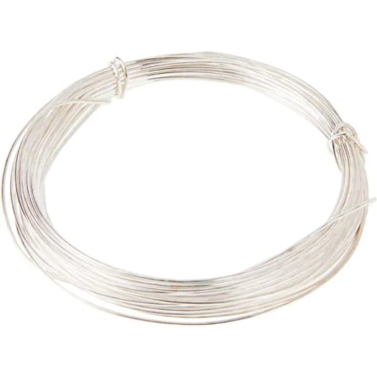 Glorex 6 2220 149 - Silberdraht mit Kupferkern versilbert, 0,8 mm x 6 m, zum Basteln, Binden von Gestecken und Kränzen oder zur Schmuckherstellung – Bild 1