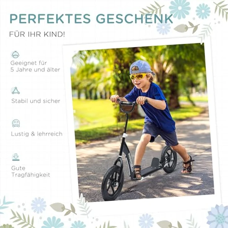 Kinderroller Anti-Rutsch Trittfläche, Metallfahrradständer zum Parken, (Farbe: schwarz) – Bild 4