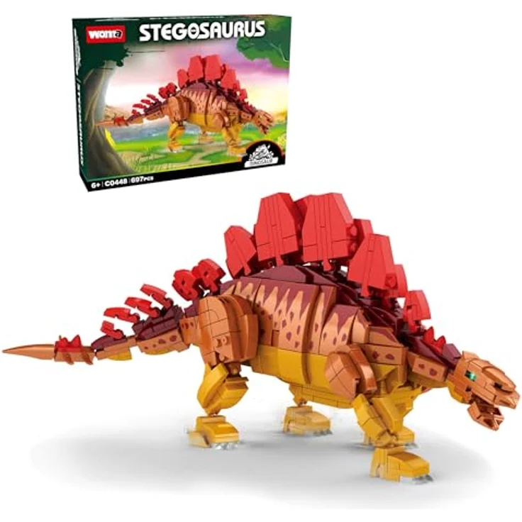 WOMA Dino Stegosaurus Baukasten, 700 Teile für Jungen und Mädchen ab 6 Jahren, Klemmbausteine, C0448 – Bild 1