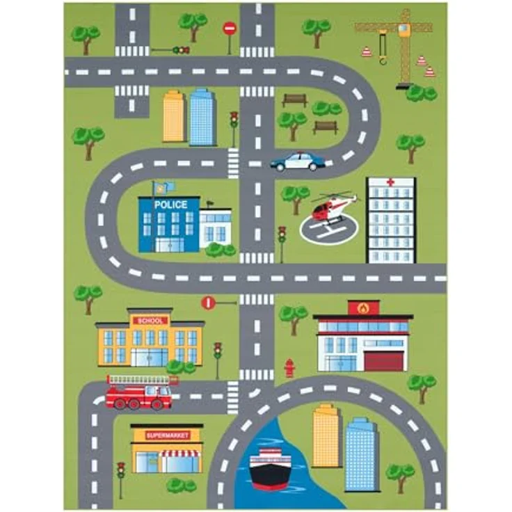 TT Home Kinderzimmerteppich, rutschfester Teppich für Jungen und Mädchen, Farbe: Grün 2, 200 cm quadratisch, aus 100% Polyester, für Fußbodenheizung geeignet – Bild 5
