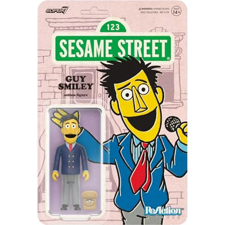 Super7 Reaction Sesamstraße Guy Smiley, 9,5 cm Actionfigur mit 5 Gelenkpunkten und Zubehör – Bild 1