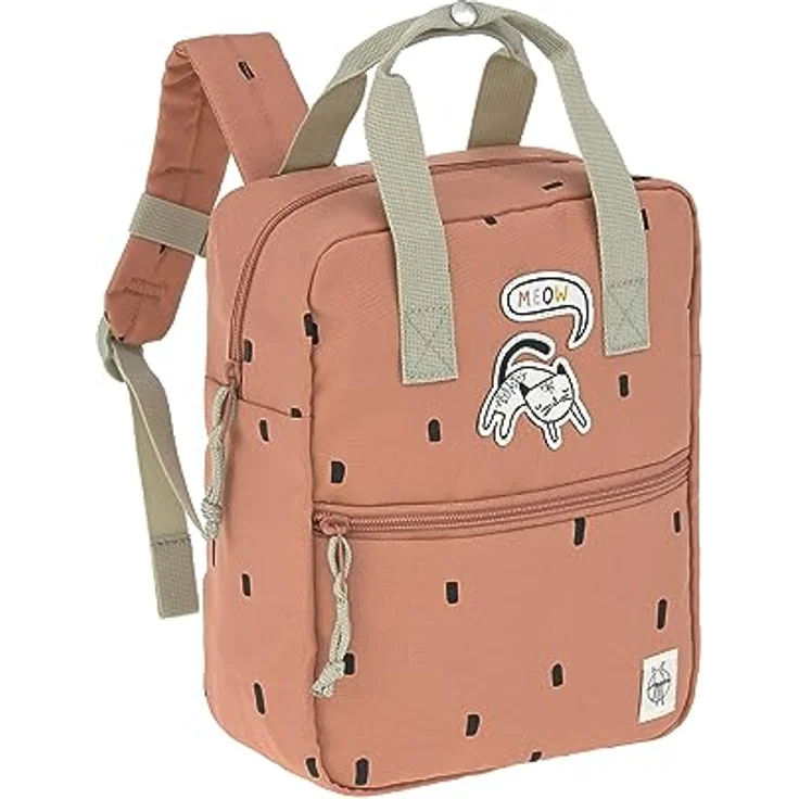 LÄSSIG Kinderrucksack mit Brustgurt Kindergartentasche Kindergartenrucksack 28 cm, 5,5 Liter, 3 Jahre/Mini Square Backpack Happy Prints Karamell – Bild 1