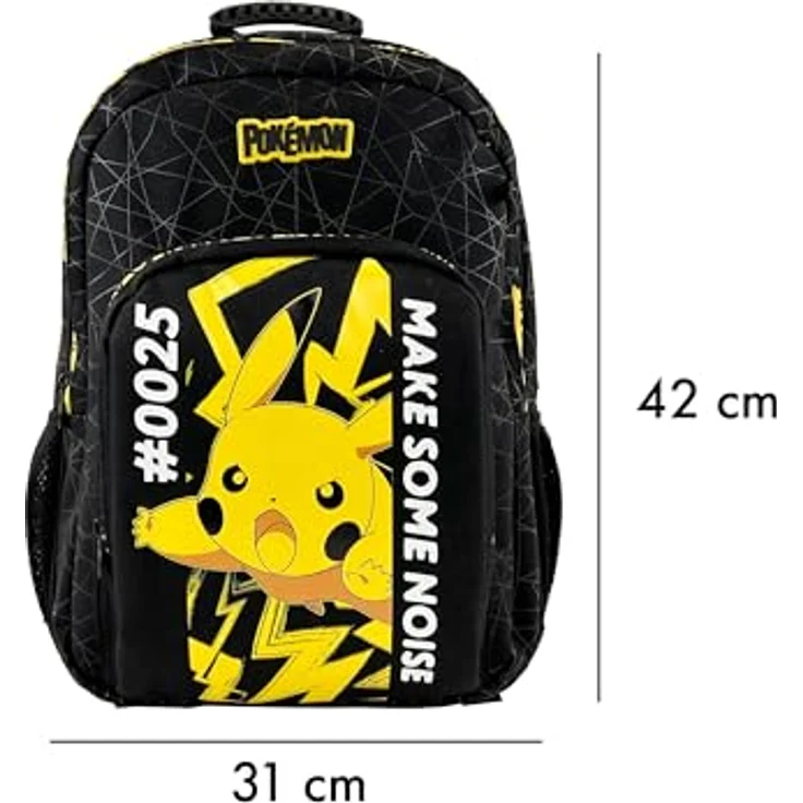 POKÉMON Schulrucksack mit 3 Fächern, Seitennetzen und gepolsterten Schultergurten, schwarz/blau – Bild 6