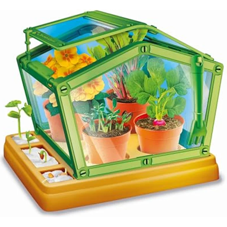 CLEMENTONI Mein neues Gewächshaus Experimentierkasten, transparentes Gewächshaus mit verstellbarem Dach, inkl. Saatgut und Gartengeräte, mehrfarbig, für Kinder ab 7 Jahren – Bild 3