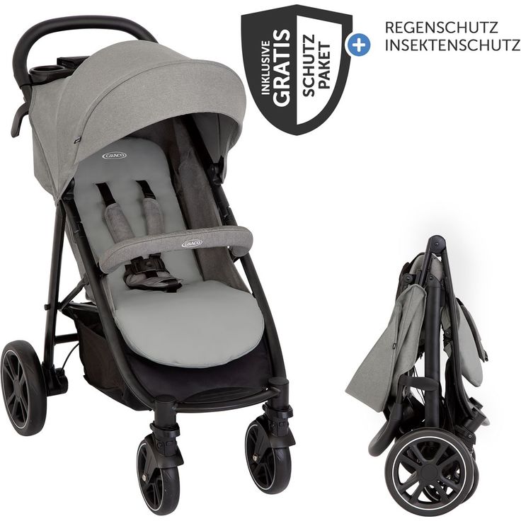 Graco Eezefold DLX Buggy & Sportwagen, Einhand-Faltmechanismus, Insektenschutz, Regenschutz & Becherhalter, Lunar, inkl. Gratis Mobilitätsgarantie