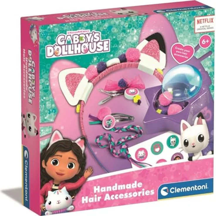 Clementoni Gabby - Haarschmuck, kreatives Kostümzubehör zum Entwerfen einzigartiger Accessoires, ideal für Kinder ab 6 Jahren