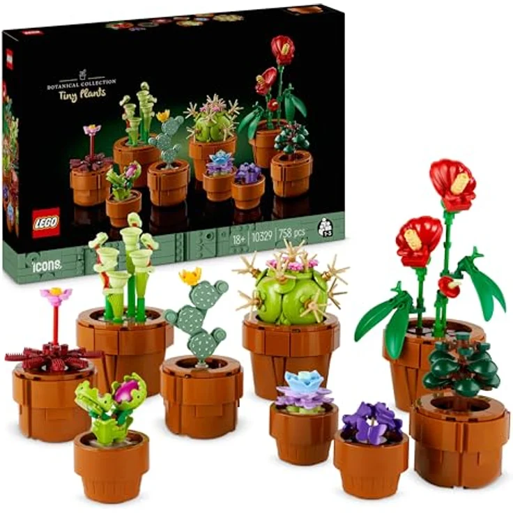 LEGO Icons Mini Pflanzen, 9 künstliche Blumen zum Bauen, Botanical Collection Sammel-Set für Erwachsene, Geschenk für Sie & Ihn zum Valentinstag, Wohndeko mit baubarem Terrakotta-Topf 10329 – Bild 1