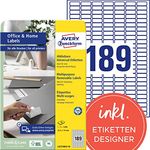 AVERY Zweckform L4731REV-10 Universal Etiketten (1.890 Klebeetiketten, 25,4x10mm auf A4, wieder rückstandsfrei ablösbar/abziehbar, individuell bedruckbare, selbstklebende Aufkleber) 10 Blatt, weiß
