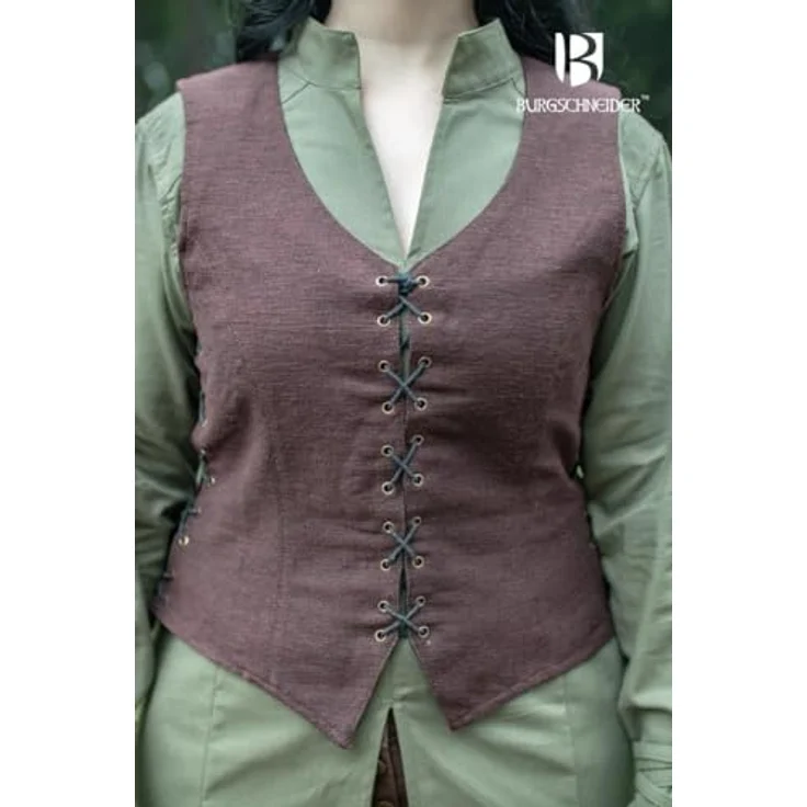 Burgschneider Weste Marian, Braun, XL, für Damen & Herren, aus Baumwolle, Mittelalter Fantasy Ranger – Bild 4