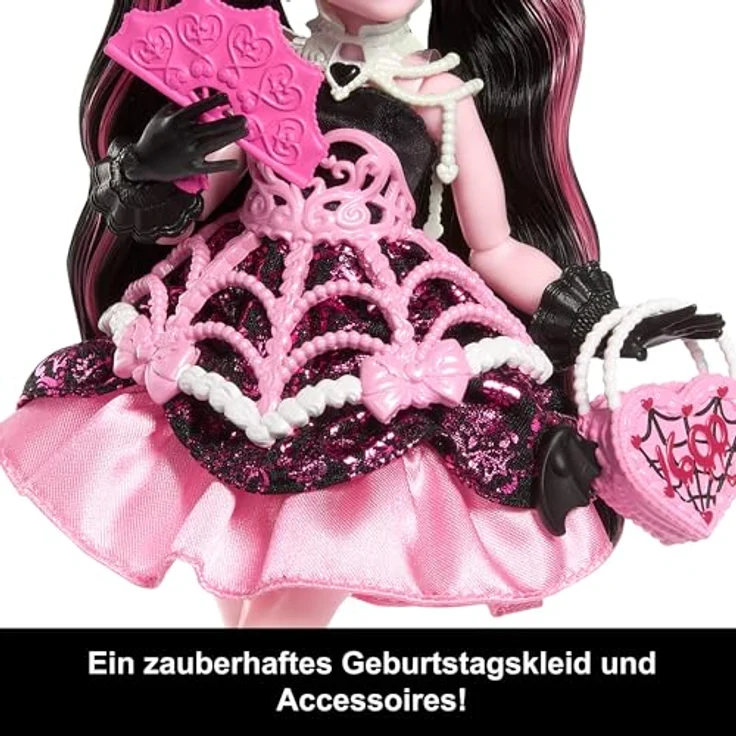 MonsterHigh™ Anziehpuppe Draculaura, Schaurig schöner Geburtstag mit Zubehör für die Party. – Bild 4