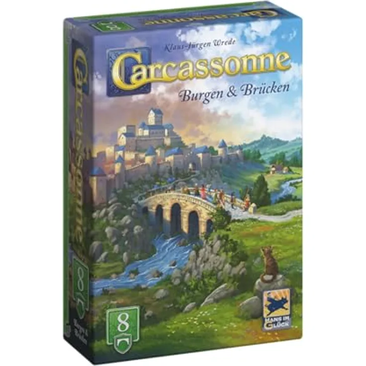 Hans im Glück Carcassonne – Burgen und Brücken, 8. Erweiterung für 2-6 Spieler, Familienspiel ab 7 Jahren, deutsche Ausgabe, 45 Minuten Spielzeit