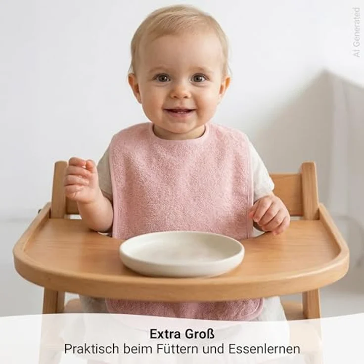 Wörner Riesen-Lätzchen Rosa, 2er Set mit Druckknopf, 100% Baumwolle, 30 x 45 cm – Bild 2