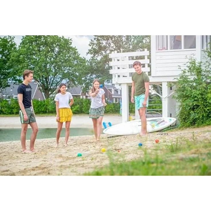Weible Spiele Boccia-Set 8-teilig, Kunststoffkugeln in 4 Farben mit Aufbewahrungskorb – Bild 3