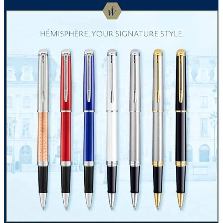 Waterman Füllfederhalter Rollerball Hemisphere Matt schwarz, Metall mit verchromter Spitze, auswechselbare Mine, kappenmodell – Bild 7