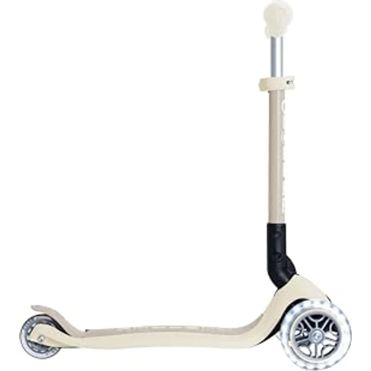 GLOBBER JUNIOR FOLDABLE LIGHTS – Tretroller, 3-rädrig, 120/80 mm PU-Rollen, ABEC 9, batterielose LED-Leuchtrollen, kokos weiß – Bild 3