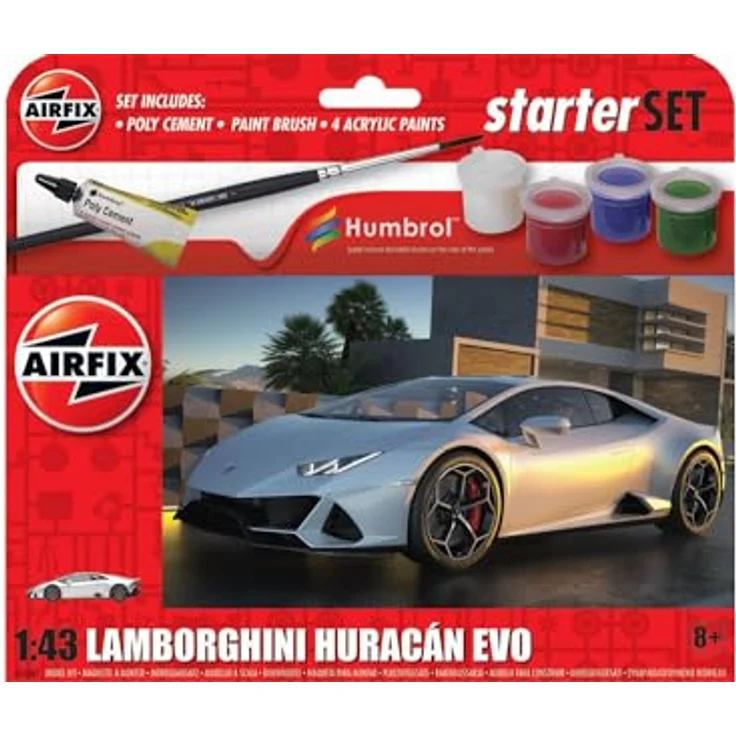 Airfix 1/43 Starter Set Lamborghini Huracan, maßstabsgetreues Modellfahrzeug für Hobbyliebhaber – Bild 1
