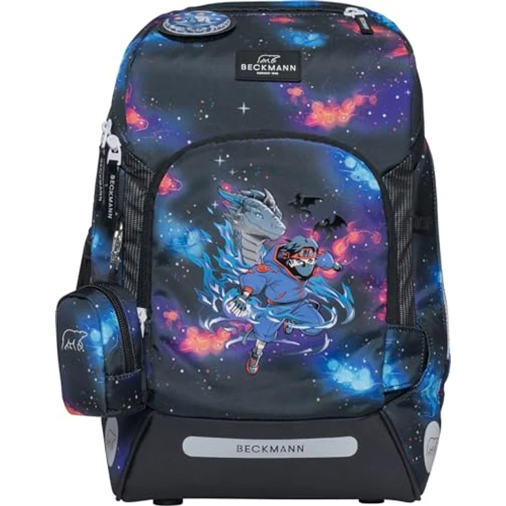 Beckmann Schulranzen-Set Active Air FLX Ninja Elements, 6-teilig, Grundschule, inkl. Regenüberzug, 20-25L, Black, Norwegische Qualität, Ergonomisches Design, 4 Jahre Garantie – Bild 2