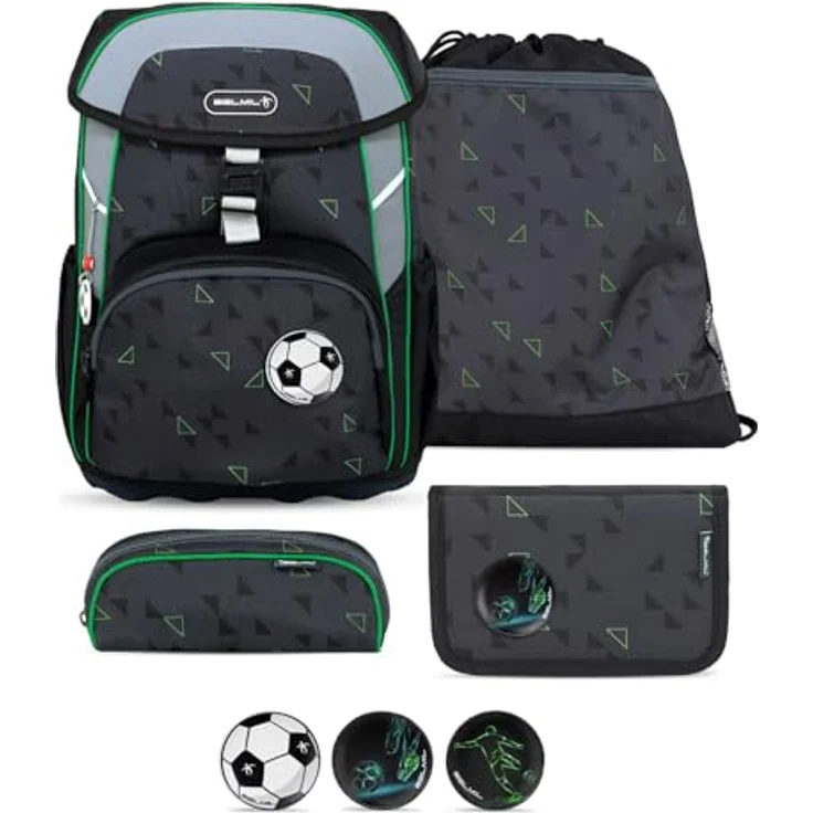 Belmil Maxi Schulranzen Set 5-teilig mit Brustgurt, ergonomisch, wasserabweisend, 22 L, für Grundschule 1. - 3. Klasse, Striker X – Bild 1