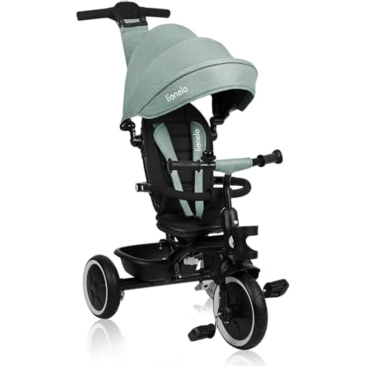 Lionelo Berry Multifunktionales Dreirad und Kinderwagen, 360° Drehsitz, Große PU-Räder, bis zu 25 kg, Blau – Bild 4
