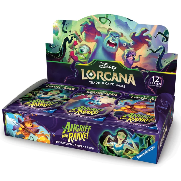 Disney Lorcana TCG: Angriff der Ranke! - Booster Display mit 24 Booster Packs, deutsch, inklusive neuer Rankenmechanik und legendären Disney-Charakteren