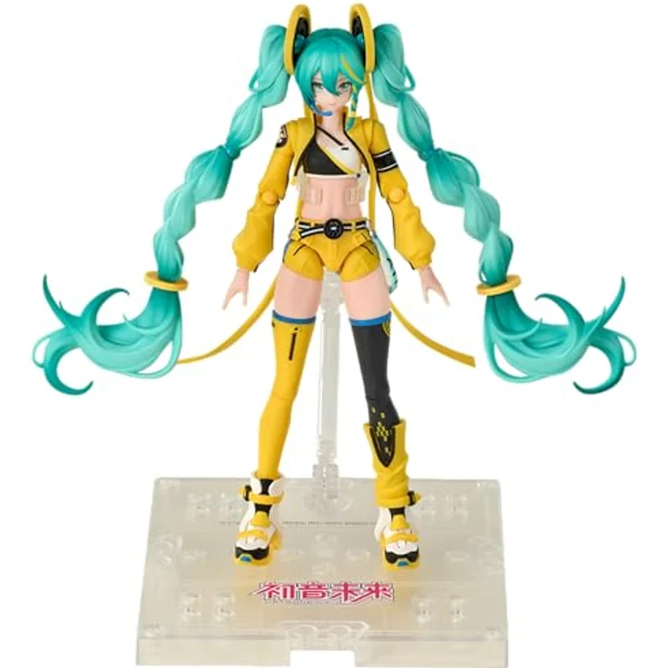 BLOKEES Vocaloid Fantastics Series Hatsune Miku Vivid Echoes Modellbausatz, Sammelfigur mit Mikrofonständer, türkises Haar, gelbes Outfit – Bild 3