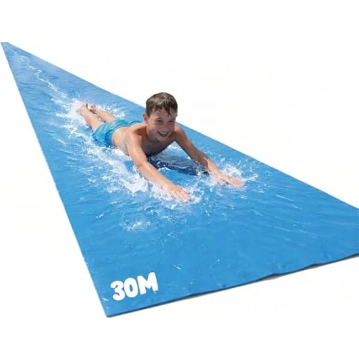 OriginalCup® Dreifache riesige Wasserrutschmatte XXXXXL, 30 Meter Slip’n Slide, wetterbeständig, robust, für Kinder und Erwachsene, für unvergesslichen Wasserspaß im Freien – Bild 1