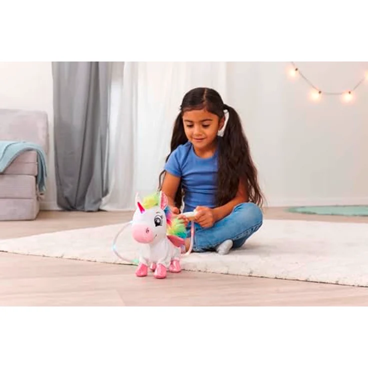 SIMBA TOYs PetZoo Regenbogen Einhorn, Funktionsplüsch mit beweglichem Kopf und Schweif, 24 cm, LED-Steuerung – Bild 2