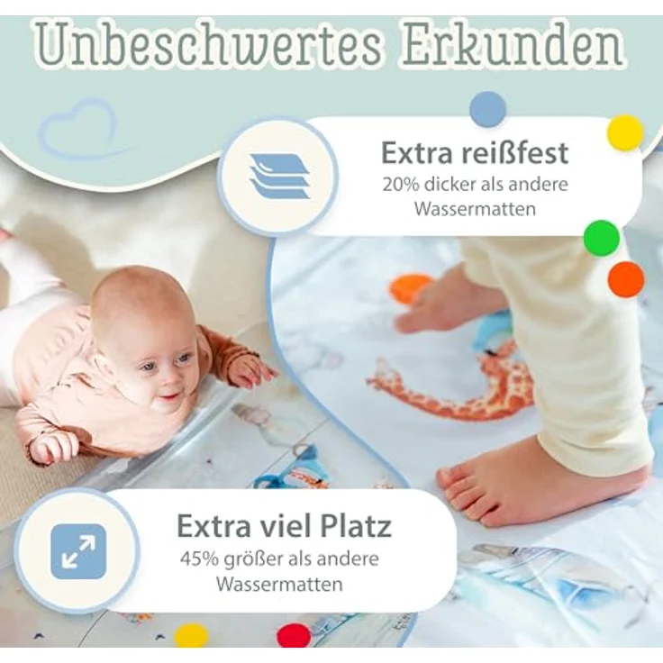 Freudeskind TummyTime Wassermatte XXL, 2-in-1 Wasserspielmatte für Babys, 100% Phtalate- & BPA-frei, 80 × 60 cm, für die Bauchlage ab 0 bis 24 Monate – Bild 4