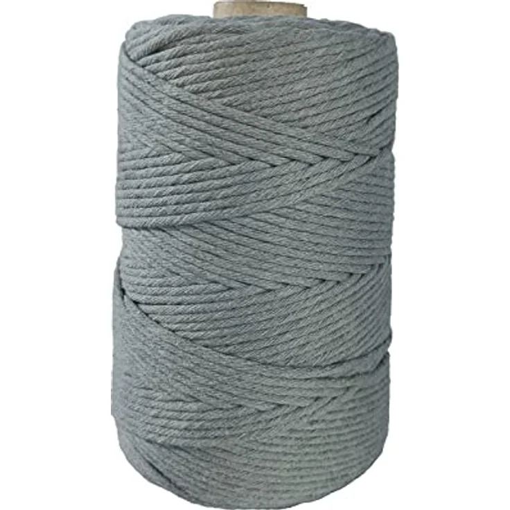 BooGardi Makramee Garn Bastelgarn, (5mm x 100m 100% Baumwolle), Grau 2 Stärken Macramee Kordel Band – Bild 5