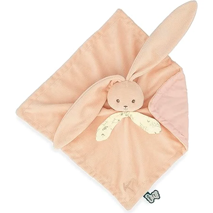 KALOO Lapinoo Pfirsichfarbenes Hasen-Kuscheltuch, quadratisch 30 x 30 cm, aus Viskose und Cord, sehr weich, Geschenkbox, ab Geburt, K218017 – Bild 3