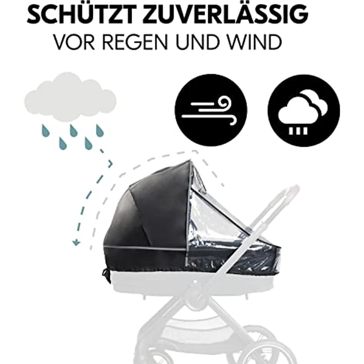 Hauck Universal Regenschutz Kinderwagen Babywanne, Reflektierende Umrandung, Kontakt-Fenster, Gute Luftzirkulation, Einfache Befestigung, Kompatibel mit hauck Runner Serie, Transparent – Bild 3