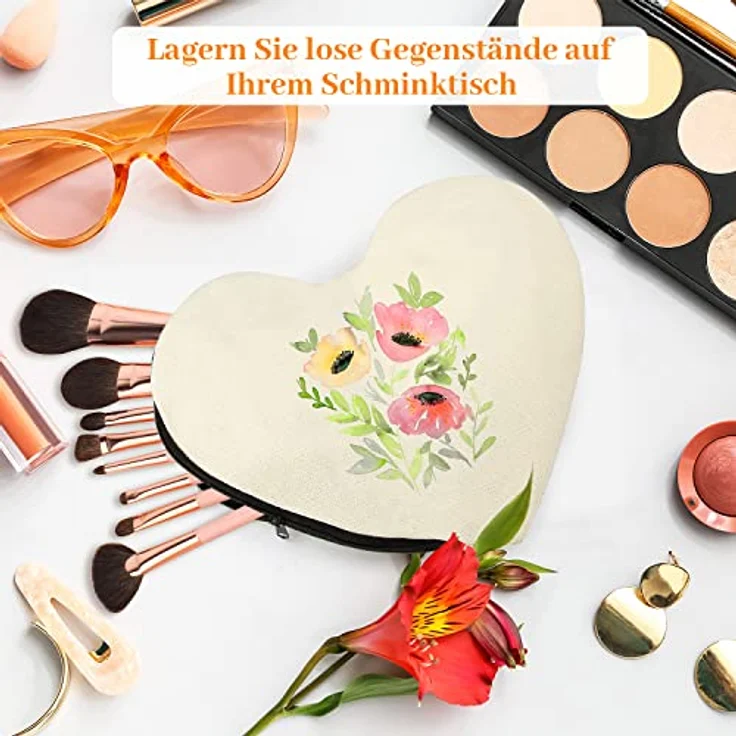 Sealmic Herzförmige Stoffbeutel zum Bemalen, 6 Stück DIY Blanko Kosmetiktaschen, 25 x 20.5 cm, langlebig und vielseitig für Schule, Reise und Alltag – Bild 3