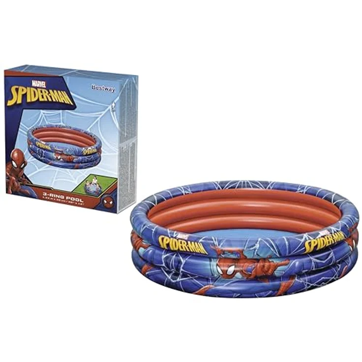 Bestway Spider-Man Planschbecken 122 x 30 cm, Wasserkapazität 200 Liter, PVC, blau – Bild 3