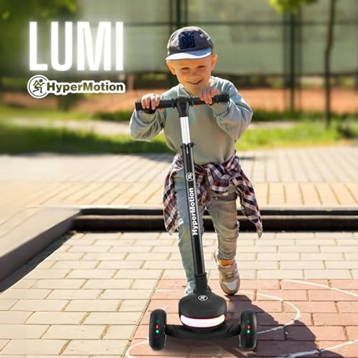 HyperMotion LUMI 3in1 Kinderroller mit LED-Beleuchtung, Sitz höhenverstellbar, klappbar, PolyurethanRäder, T-Bar Lenker, bis 50 kg, blau – Bild 2
