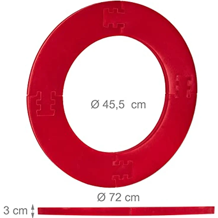 Relaxdays Dart Catchring R7, 4-teilig, Schutzring für 45 cm Dartscheibe, stabiler Wandschutz aus EVA, Gesamtdurchmesser 72 cm, rot – Bild 4