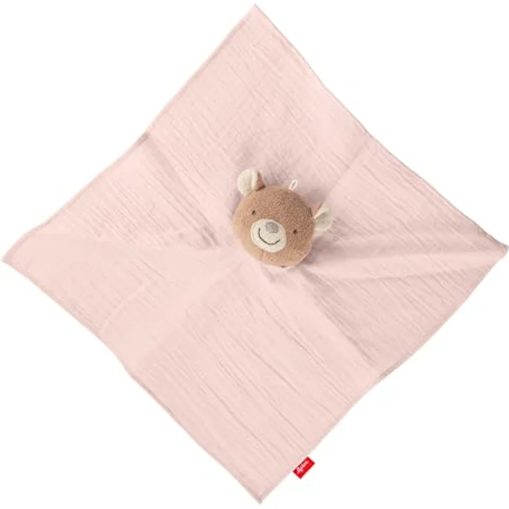 Sigikid Schnuffeltuch sigibaby, Kuscheltuch aus Musselin und Teddyplüsch, 32 cm, rosa – Bild 4
