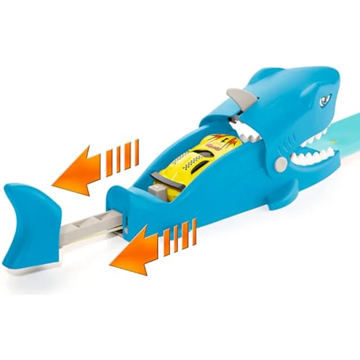 M MOLTO Beast Wheels Schiebe, Autorennbahn mit 360º Looping, Modell Dinosaurier Rex und Shark Track, inklusive 1 Reibungsauto und 6 Zubehörteilen, 107 x 28,5 x 11 cm – Bild 3