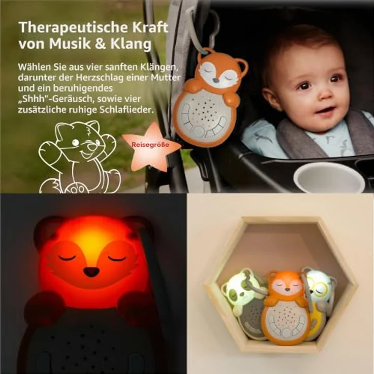 Cloud b Sweet Dreamz Fox, Maschine mit weißem Rauschen & Nachtlicht für Kinder, 4 beruhigende Geräusche & 4 Schlaflieder, smarter Sensor – Bild 3