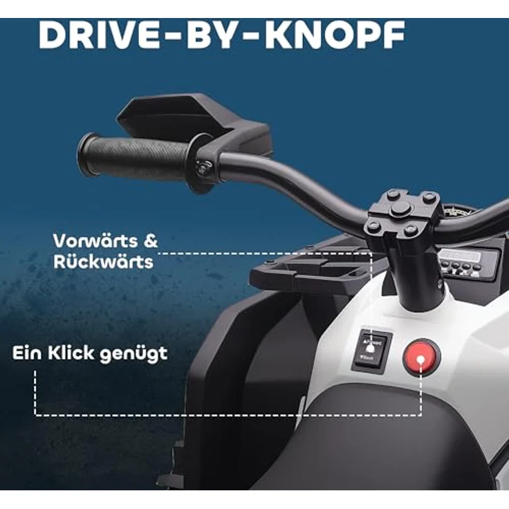 HOMCOM Elektro-Quad Kinderquad mit Scheinwerfer, 12V Motor, USB-Anschluss, geeignet für Kinder von 3-5 Jahren, weiß – Bild 6