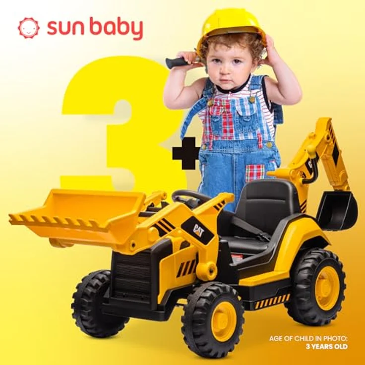Sun Baby Sitzbagger und Baulader für Kinder, Kinderbagger mit MP3 Player und Fernbedienung – Bild 2