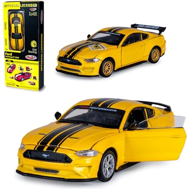 JAMARA Ford Mustang GT Diecast 1:42, Modellauto mit manuell öffnenden Türen und Tuning-Kit, perfektes Geschenk für Kinder – Bild 1