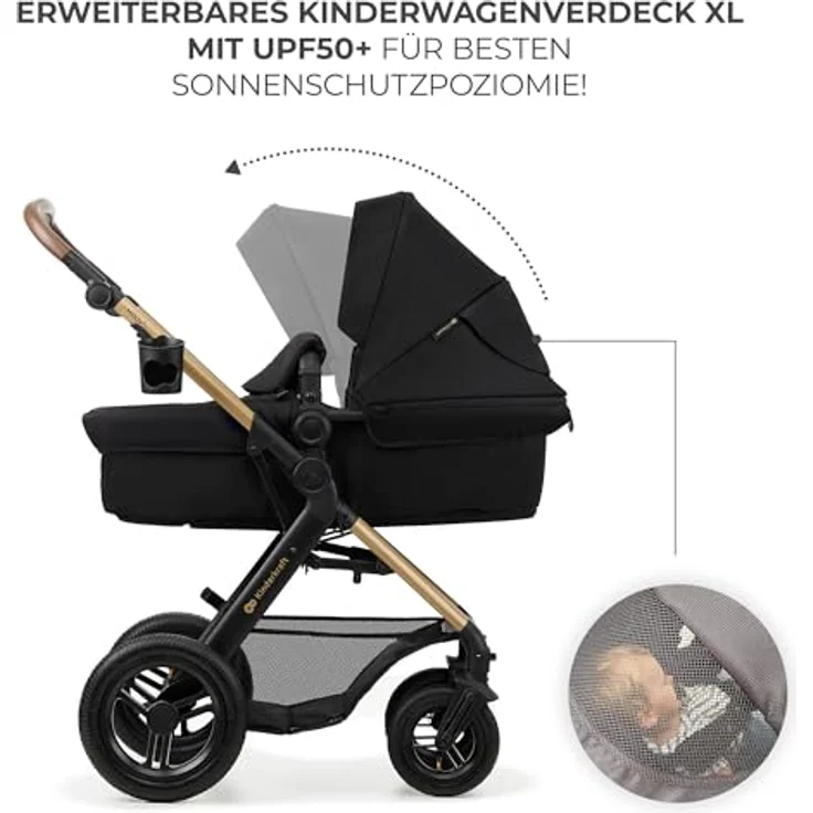 KinderKraft Moov 2 Air, 4-in-1 Kinderwagen mit umwandelbarem Sitz, aufblasbaren Rädern und Zubehörset – Bild 13