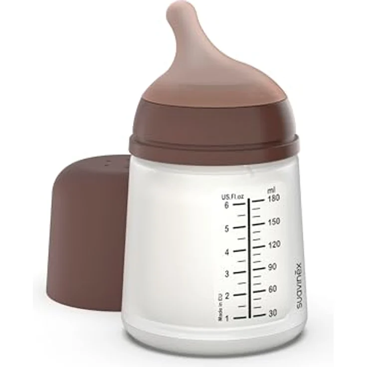 Suavinex Anti-Colic Babyflasche Zero Zero, 180 ml mit anpassbarem Silikon-Sauger (A) für Stillen und Flaschennahrung, Deep – Bild 1