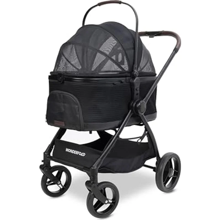 Wonderfold P3 Tier-Buggy Pet Stroller, Schwarz, Textil, 60x115x92 cm, für Haustiere unterwegs – Bild 1