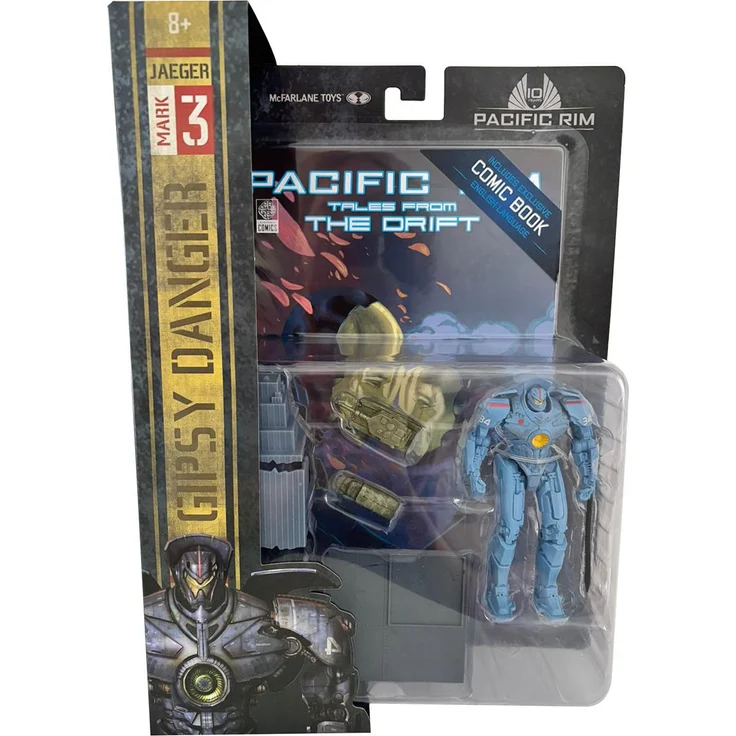 Pacific Rim Gipsy Danger Jaeger, Actionfigur 18 cm mit Comic „Pacific Tales From The Drift“, blau-grau-silber